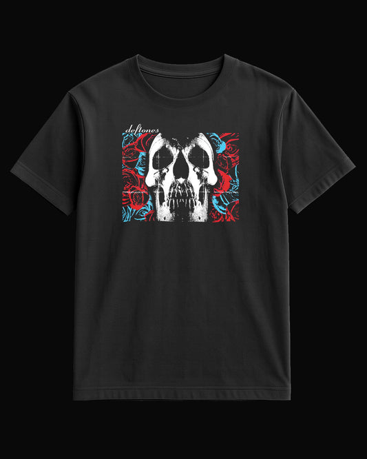 Deftones Skull&Red Rose Siyah Tişört