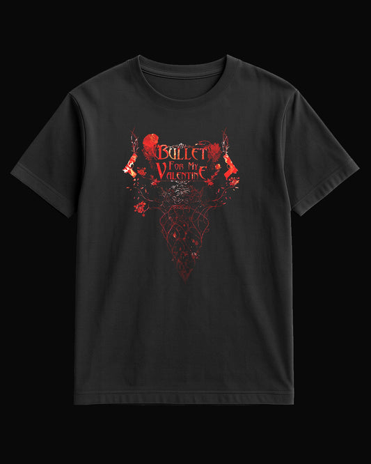 Bullet For My Valentine Silah Ve Çiçek Siyah Tişört