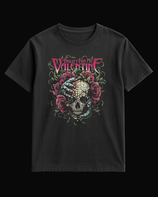 Bullet For My Valentine Pink Rose Siyah Tişört