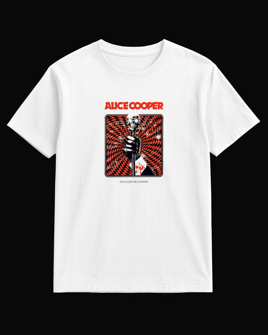 Alice Cooper Too Close For Comfort Beyaz Tişört
