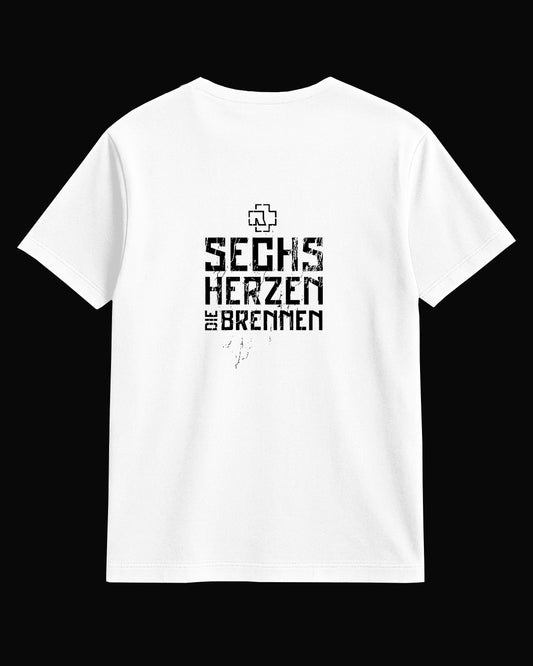 Rammstein SECHS HERZEN DIE BRENNEN Sırt Baskılı Siyah Tişört