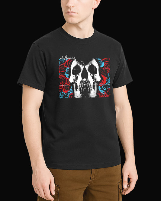 Deftones Skull&Red Rose Siyah Tişört