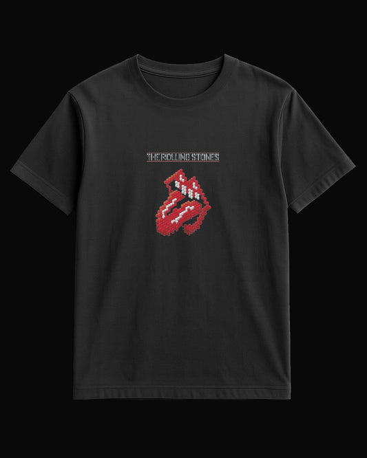 The Rolling Stones 8-Bit Tongue Siyah Tişört