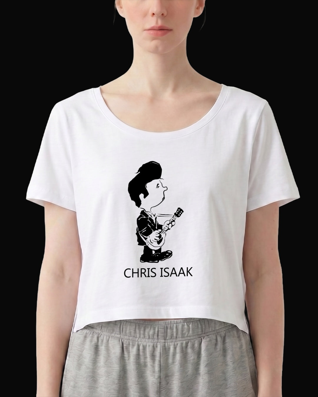 Chris Isaak Cartoon Sketch Beyaz Kadın Tişört
