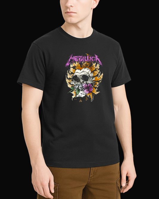 Metallica Flower to my Skull Siyah Tişört