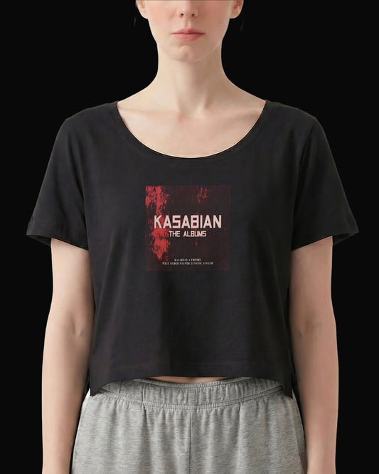 Kasabian THE ALBUMS Logo Siyah Kadın Tişört V2