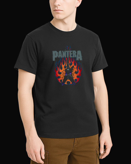 Pantera Flaming Guitar Siyah Tişört