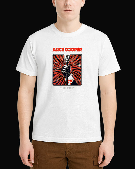 Alice Cooper Too Close For Comfort Beyaz Tişört