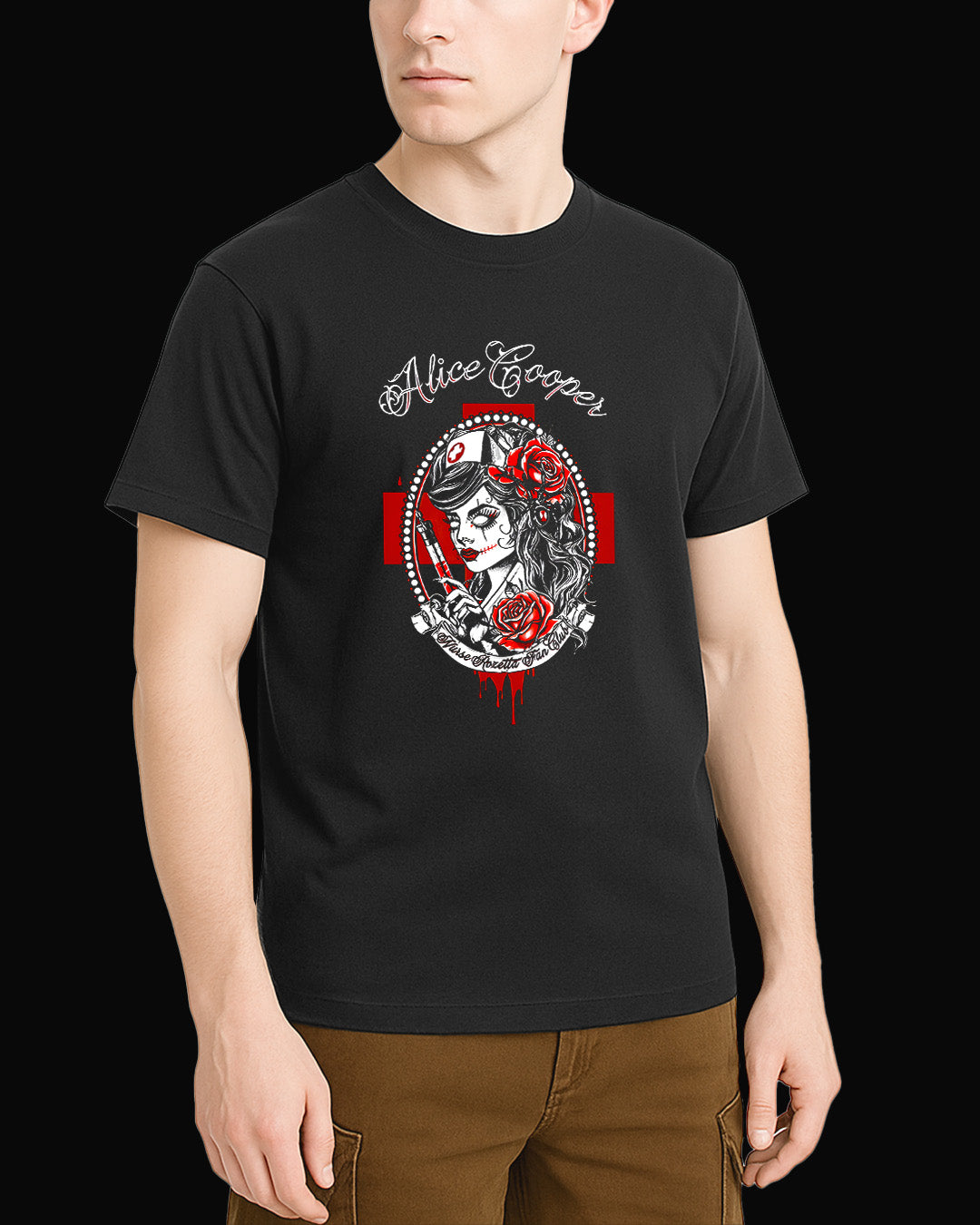 Alice Cooper Nurse Rozetta Fan Club Siyah Tişört