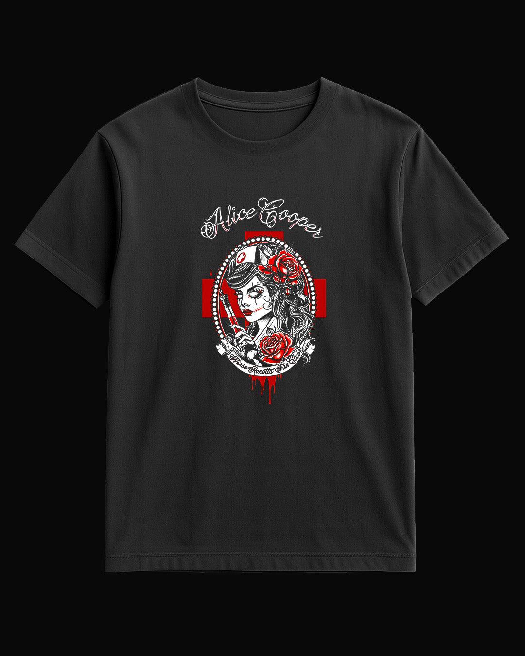 Alice Cooper Nurse Rozetta Fan Club Siyah Tişört
