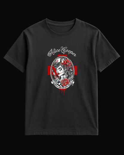 Alice Cooper Nurse Rozetta Fan Club Siyah Tişört