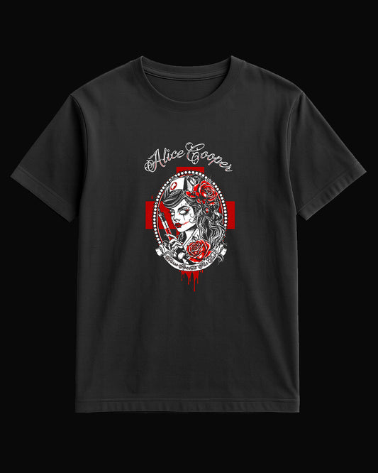 Alice Cooper Nurse Rozetta Fan Club Siyah Tişört