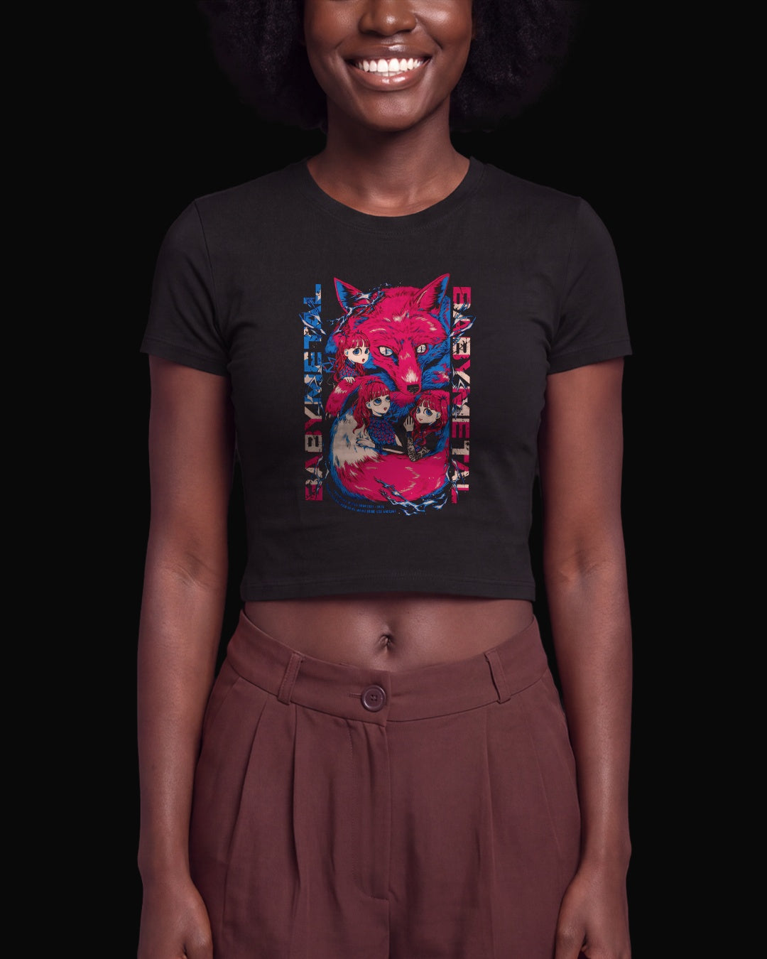 Babymetal Fox and Girls Siyah Baby Tee Tişört