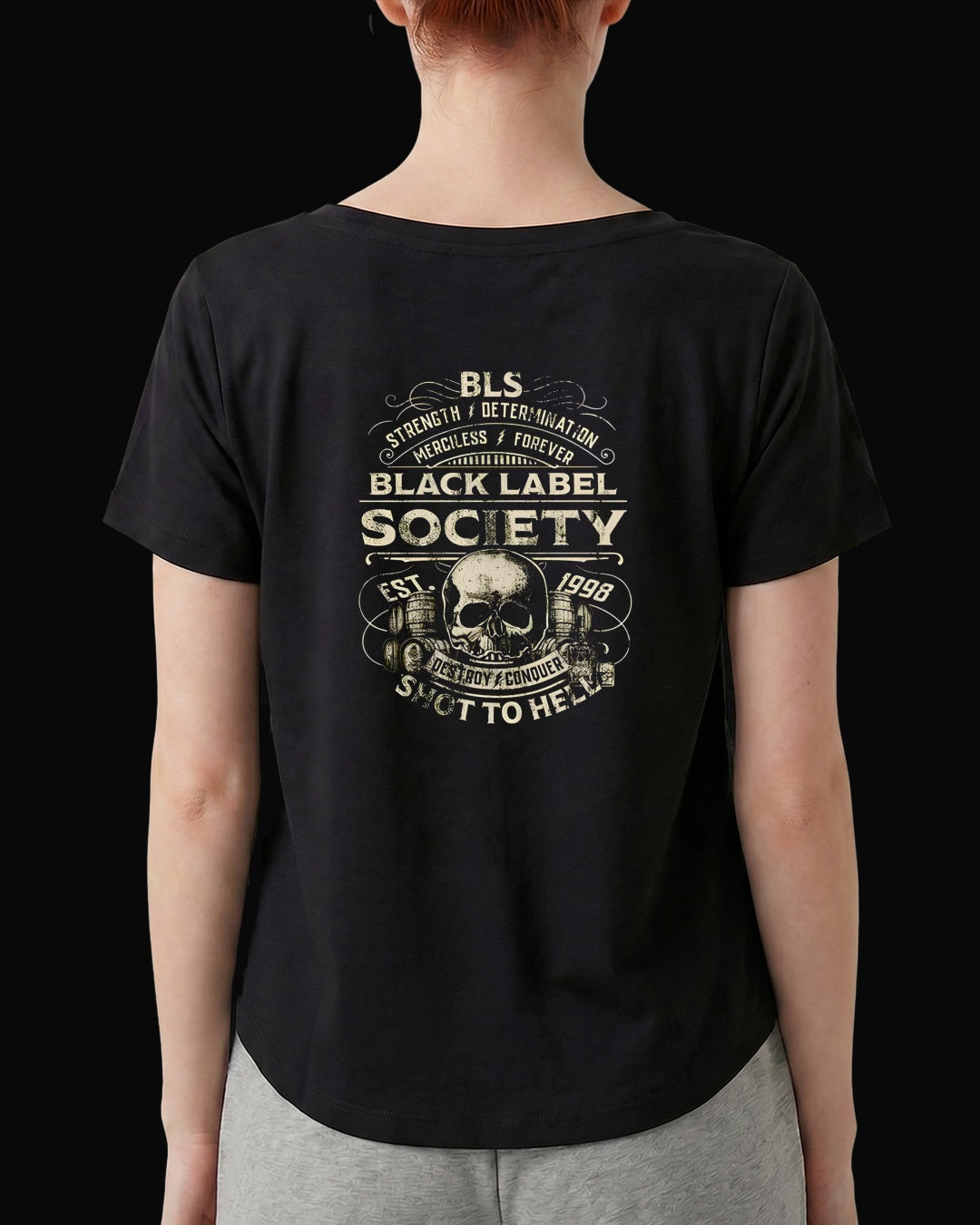 Black Label Society All The Time BLS Sırt Baskılı Siyah Kadın Tişört