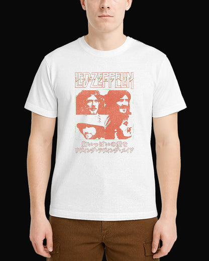 Led Zeppelin Grup Logo Beyaz Tişört