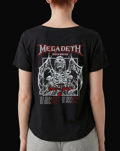 Megadeth Crush The World Tour Sırt Baskılı Siyah Kadın Tişört