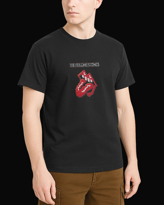 The Rolling Stones 8-Bit Tongue Siyah Tişört