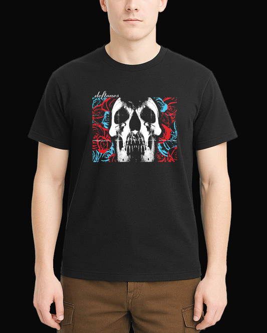 Deftones Skull&Red Rose Siyah Tişört