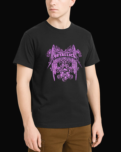 Metallica Purple Wings Siyah Tişört