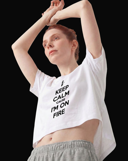 Kasabian Keep Calm 'Cause I'm On Fire Beyaz Kadın Tişört