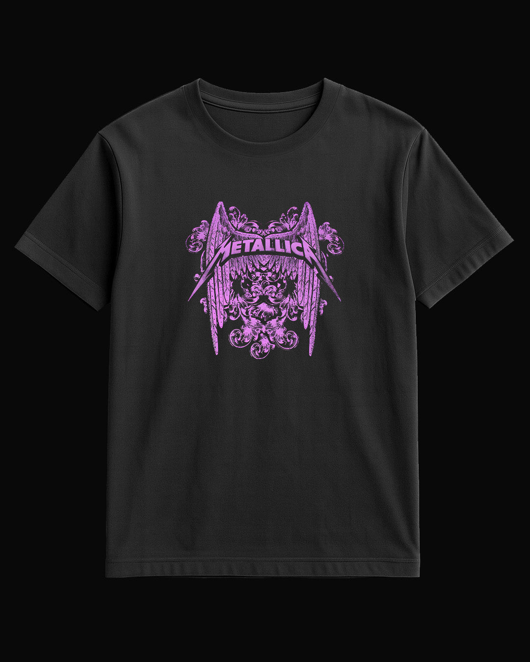 Metallica Purple Wings Siyah Tişört