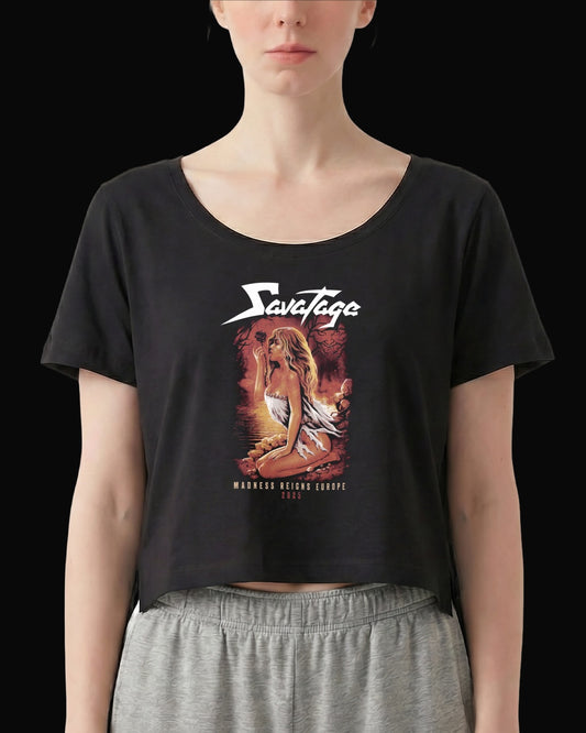 Savatage Madness Reign Europe 2025 Tour Siyah Kadın Tişört V3
