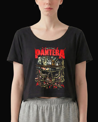Pantera Skull Samurai Siyah Kadın Tişört