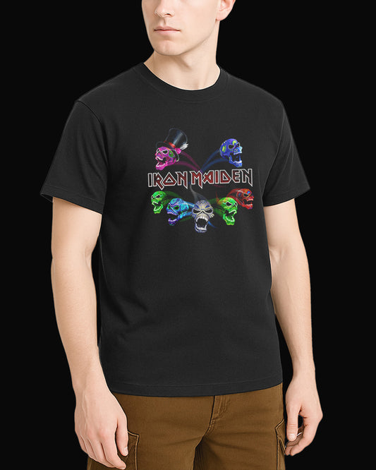 Iron Maiden Rainbow Skull Siyah Tişört