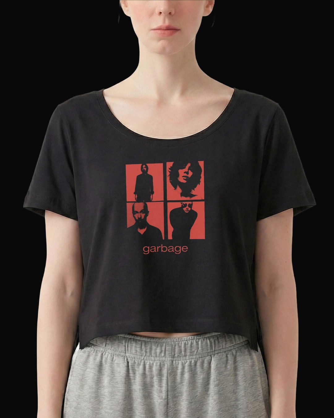 Garbage Grup Logo Siyah Kadın Tişört V2