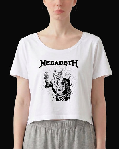 Megadeth Grup Logo Beyaz Kadın Tişört