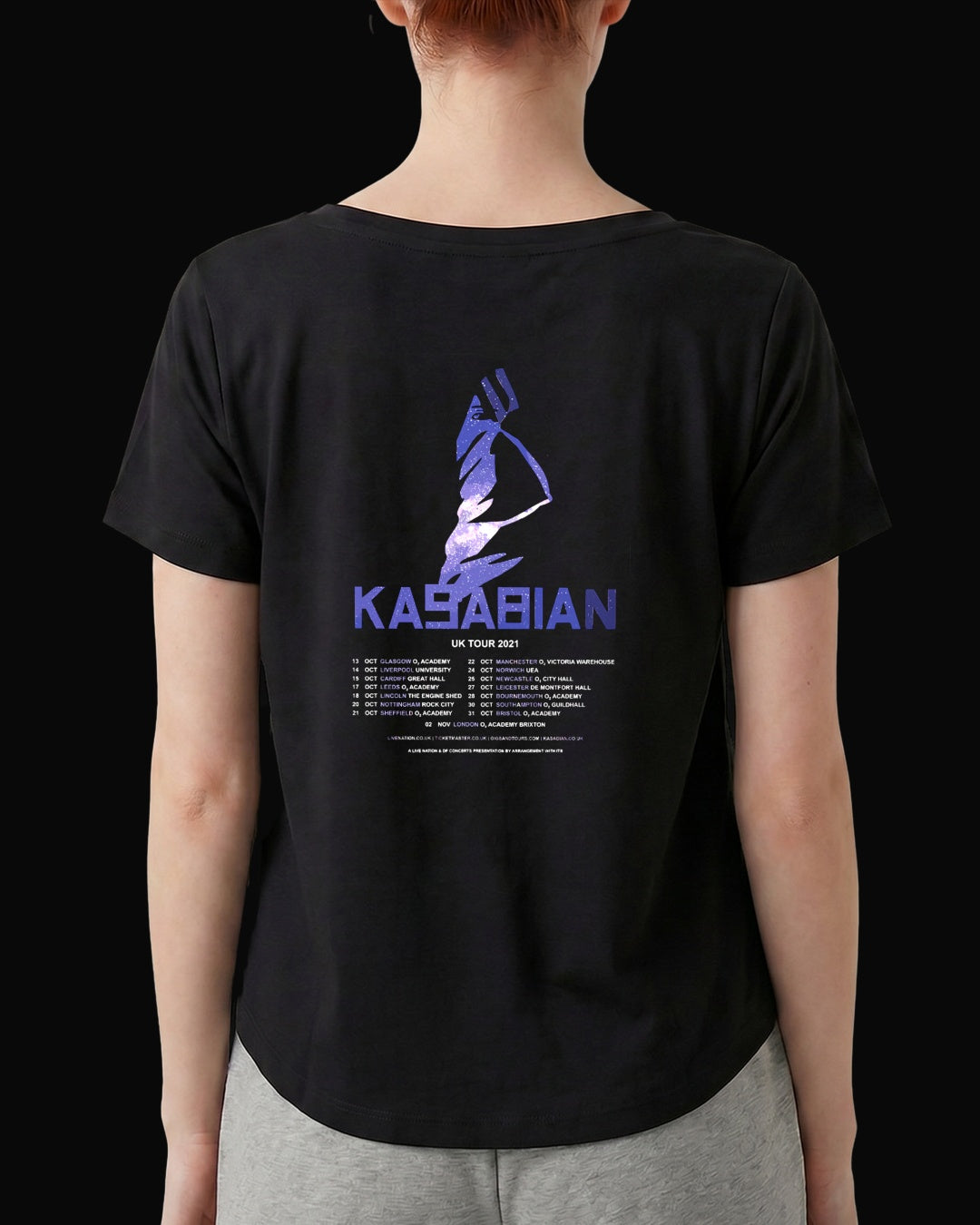 Kasabian UK TOUR Sırt Baskılı Siyah Kadın Tişört