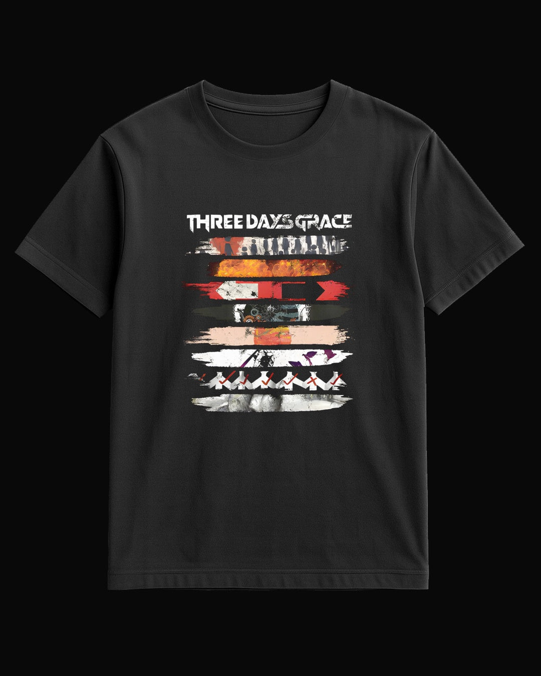 Three Days Grace Album Covers Siyah Tişört