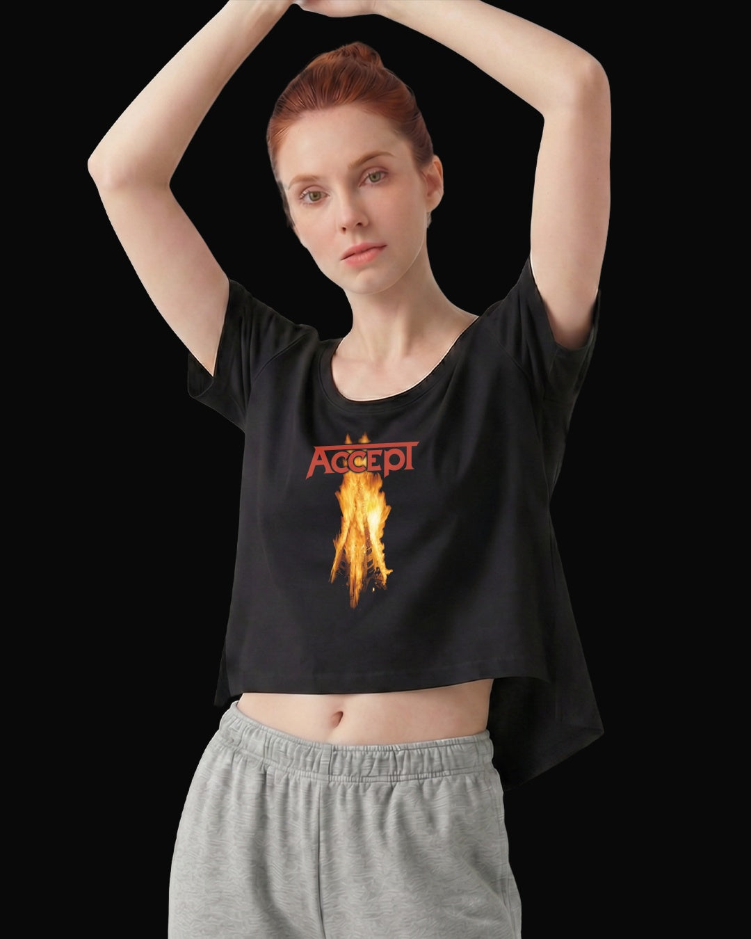 Accept Music on Fire Siyah Kadın Tişört