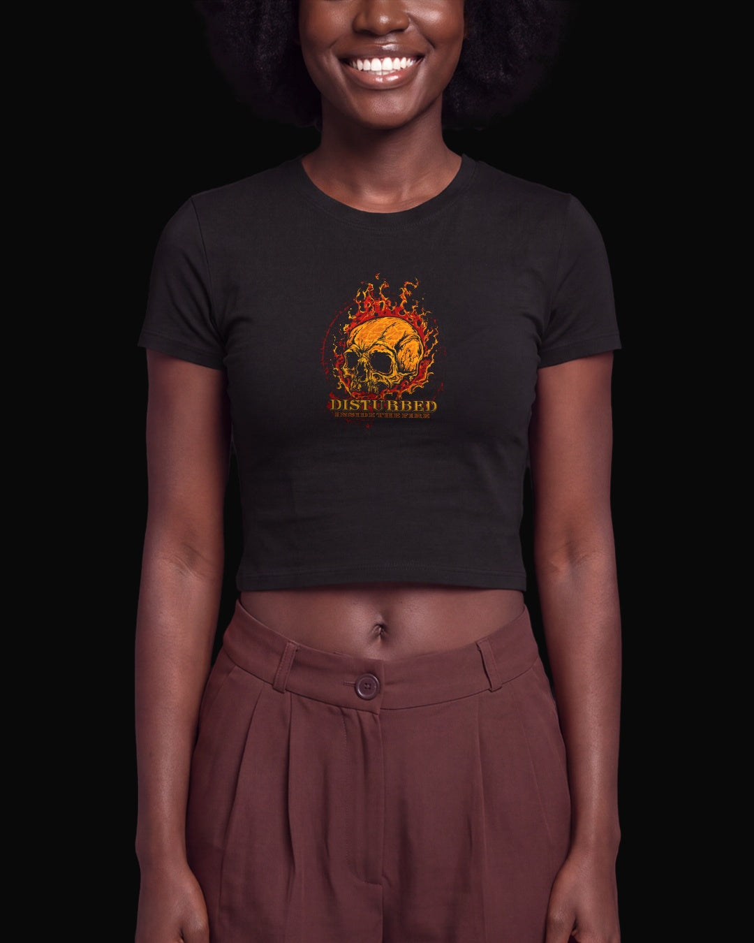 Disturbed Inside The Fire Siyah Baby Tee Tişört