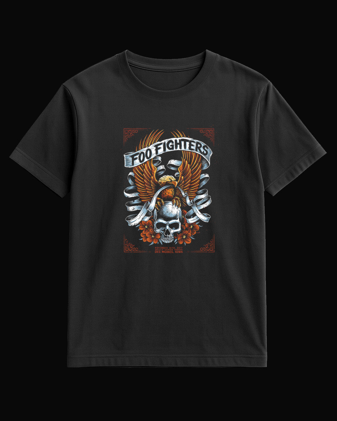 Foo Fighters DES MOINES Siyah Tişört