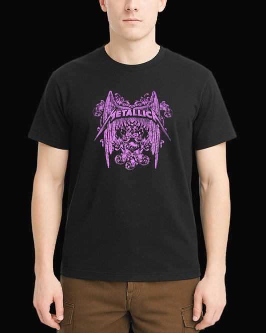 Metallica Purple Wings Siyah Tişört