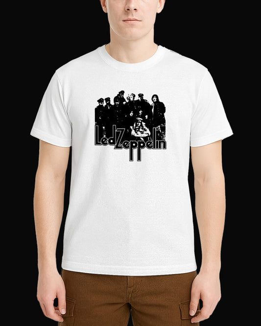 Led Zeppelin Grup Logo Beyaz Tişört V2