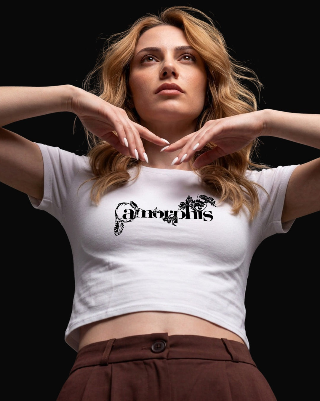 Amorphis Grup Logo Beyaz Baby Tee Tişört