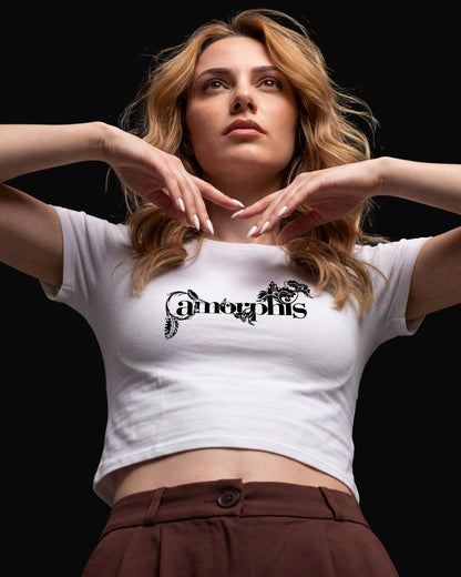 Amorphis Grup Logo Beyaz Baby Tee Tişört
