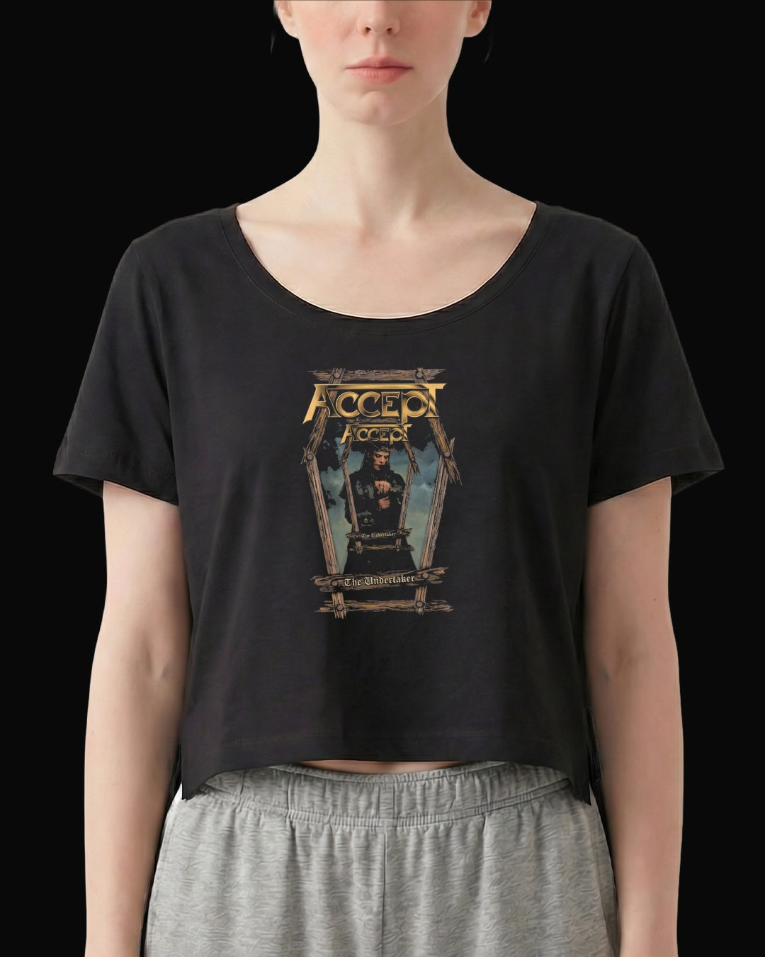 Accept The Undertaker Siyah Kadın Tişört