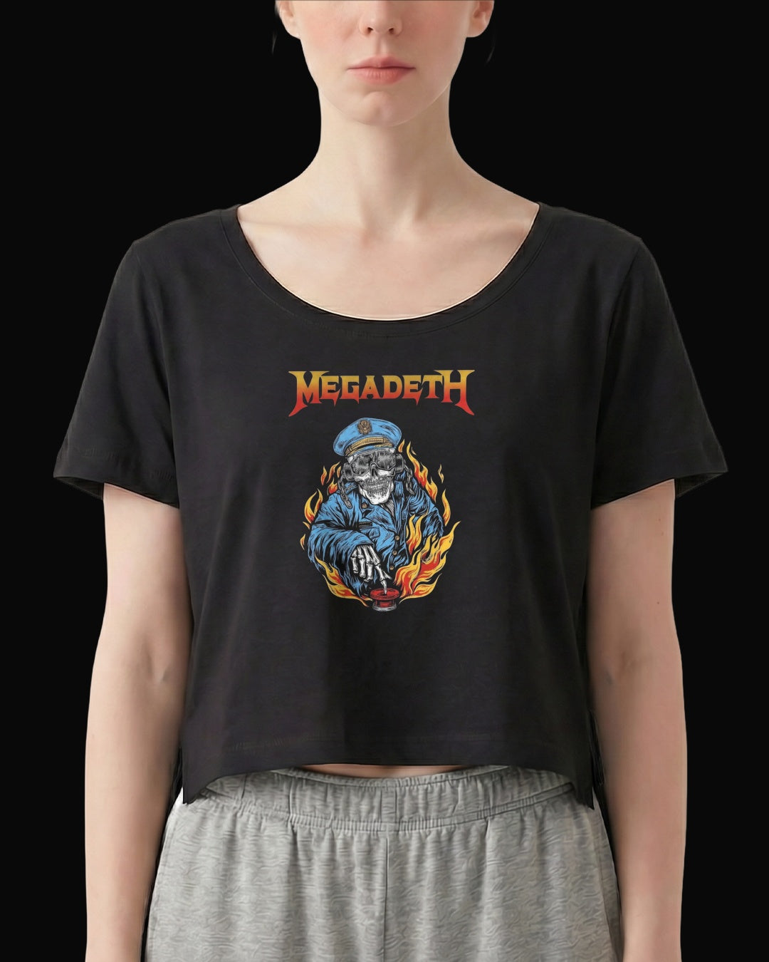 Megadeth PUSH THE BUTTON Siyah Kadın Tişört