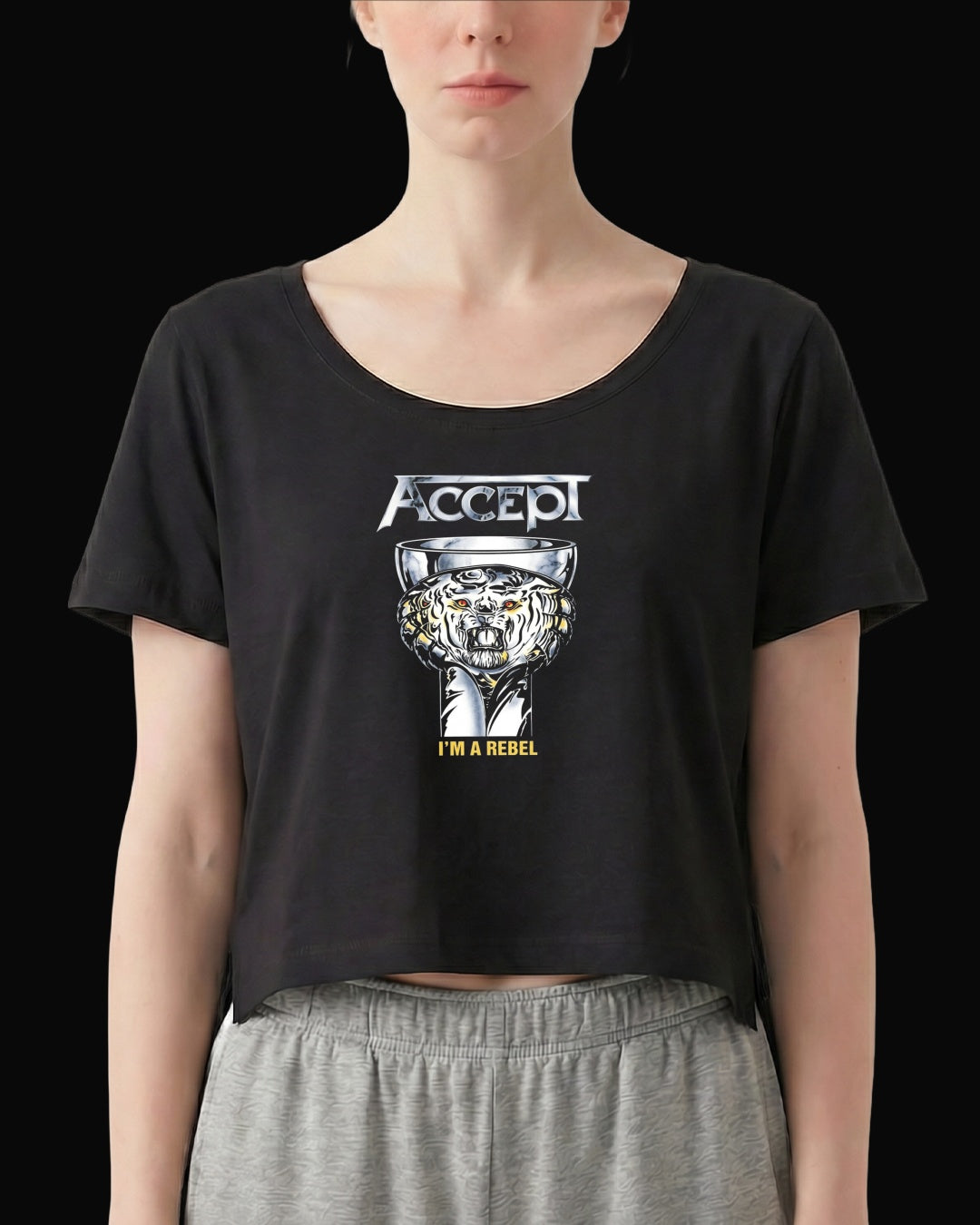 Accept I'M A REBEL Siyah Kadın Tişört