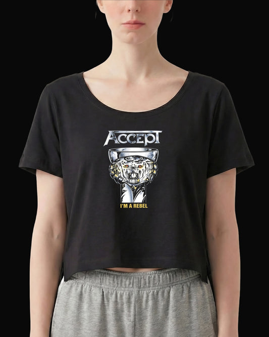 Accept I'M A REBEL Siyah Kadın Tişört
