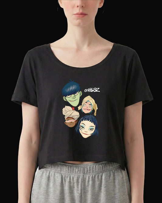Gorillaz KAFALAR Siyah Kadın Tişört