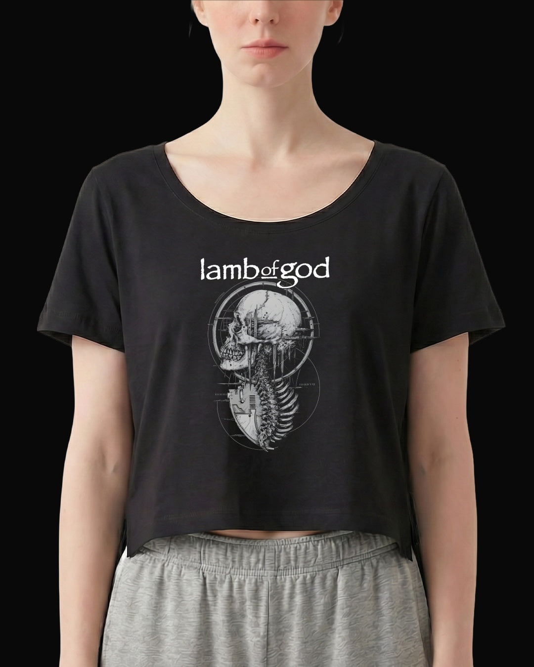 Lamb Of God Mechanic Skull Siyah Kadın Tişört