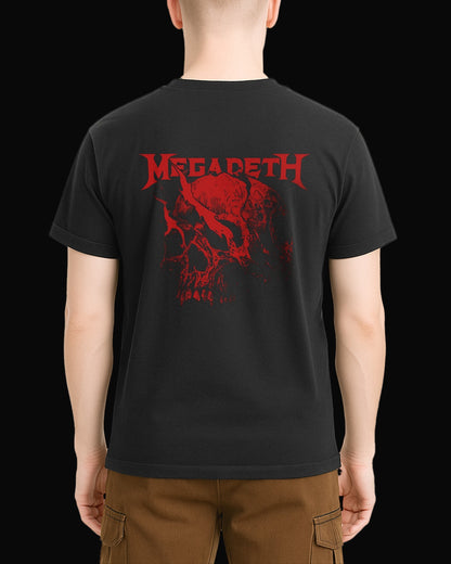 Megadeth Half-Skull  Sırt Baskılı Siyah Tişört