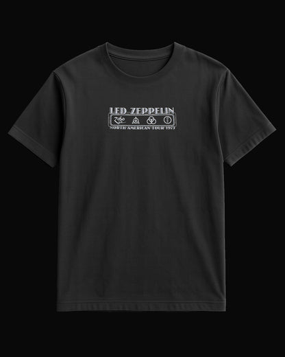 Led Zeppelin North American Tour 1973 Black T-Shirt