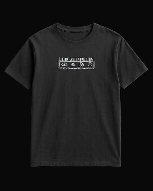 Led Zeppelin North American Tour 1973 Black T-Shirt