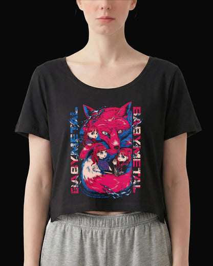 Babymetal Fox and Girls Siyah Kadın Tişört