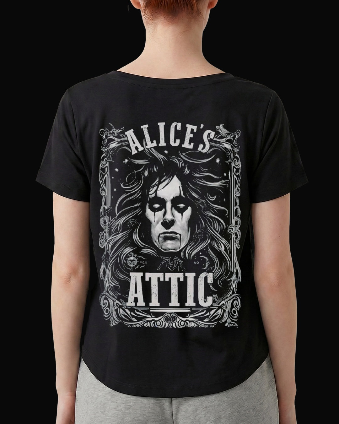Alice Cooper Alice's Attic Sırt Baskılı Siyah Kadın Tişört